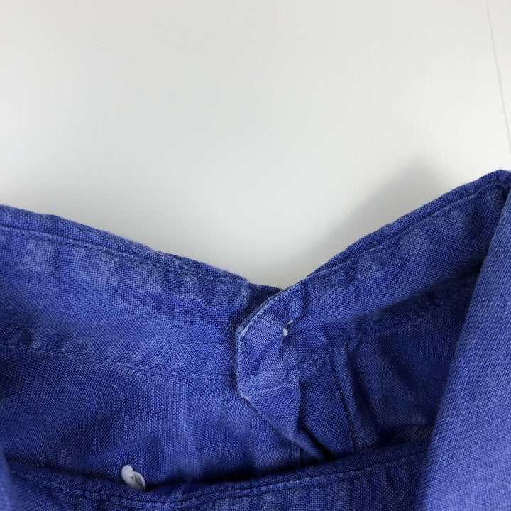 Ralph Lauren Classic Fit Short Sleeve Linen Button Down Shirt Men's Size L linen blue type Vintage Second Hand