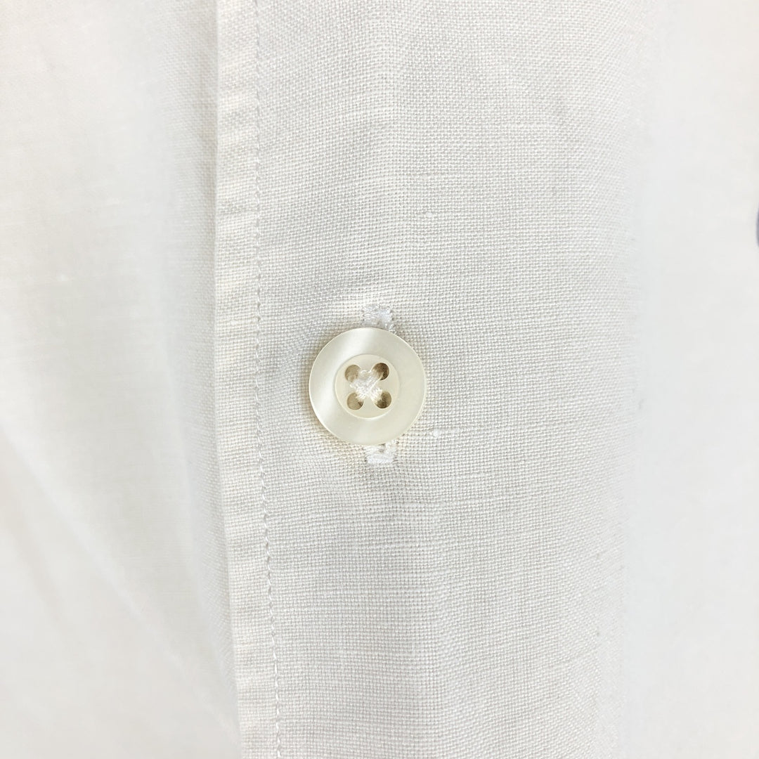 Ralph Lauren POLO by Ralph Lauren wide collar short sleeve linen shirt men's size L linen ivory Vintage Second Hand