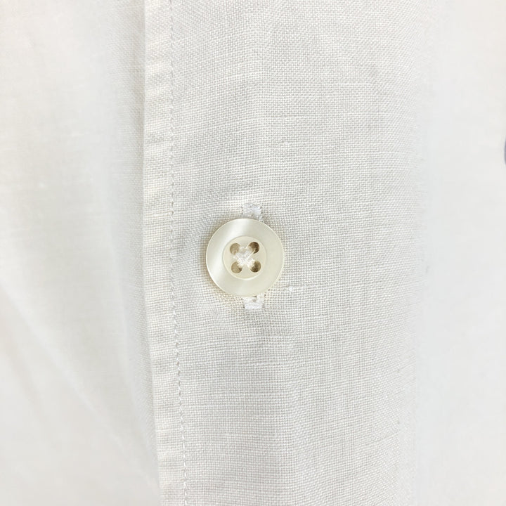 Ralph Lauren POLO by Ralph Lauren wide collar short sleeve linen shirt men's size L linen ivory Vintage Second Hand