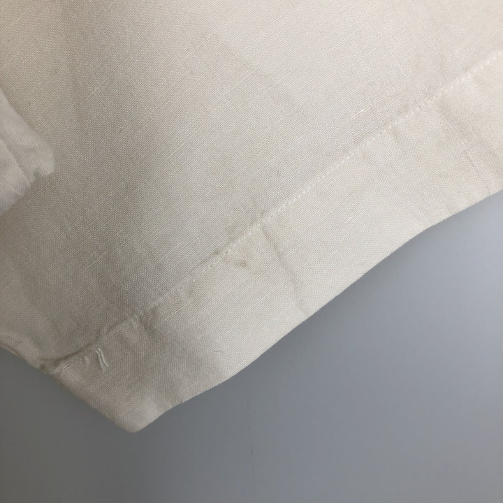 Ralph Lauren POLO by Ralph Lauren wide collar short sleeve linen shirt men's size L linen ivory Vintage Second Hand