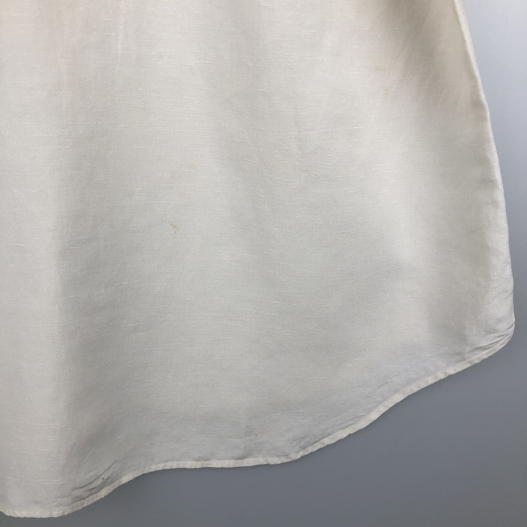 Ralph Lauren POLO by Ralph Lauren wide collar short sleeve linen shirt men's size L linen ivory Vintage Second Hand