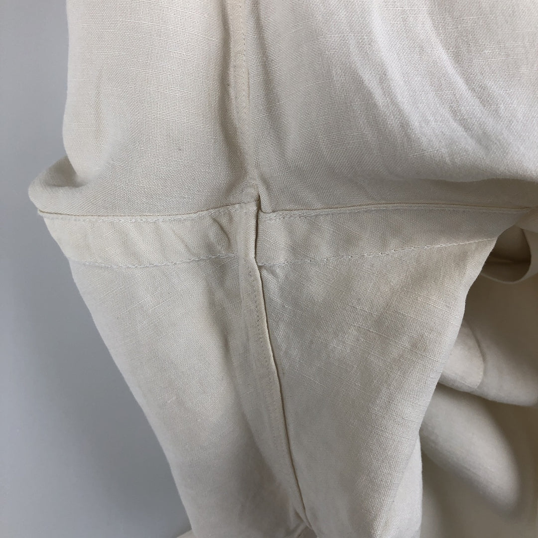 Ralph Lauren POLO by Ralph Lauren wide collar short sleeve linen shirt men's size L linen ivory Vintage Second Hand