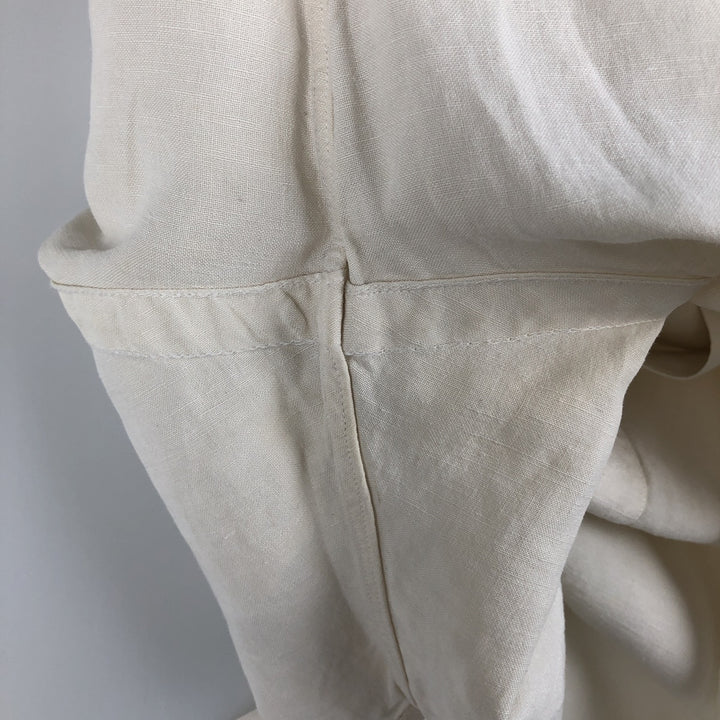 Ralph Lauren POLO by Ralph Lauren wide collar short sleeve linen shirt men's size L linen ivory Vintage Second Hand