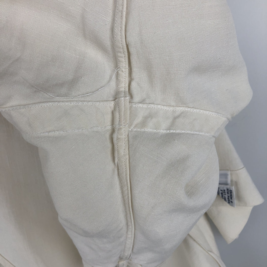 Ralph Lauren POLO by Ralph Lauren wide collar short sleeve linen shirt men's size L linen ivory Vintage Second Hand