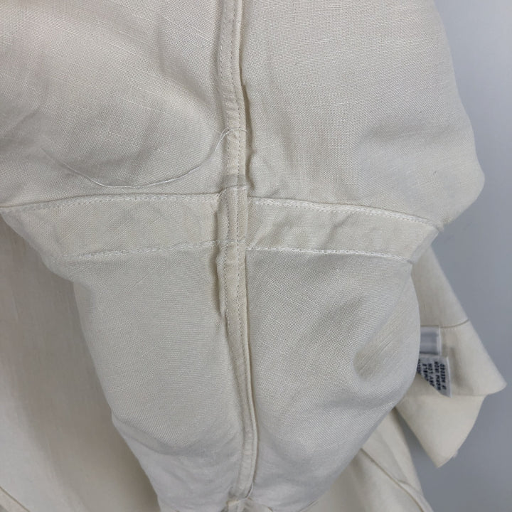 Ralph Lauren POLO by Ralph Lauren wide collar short sleeve linen shirt men's size L linen ivory Vintage Second Hand