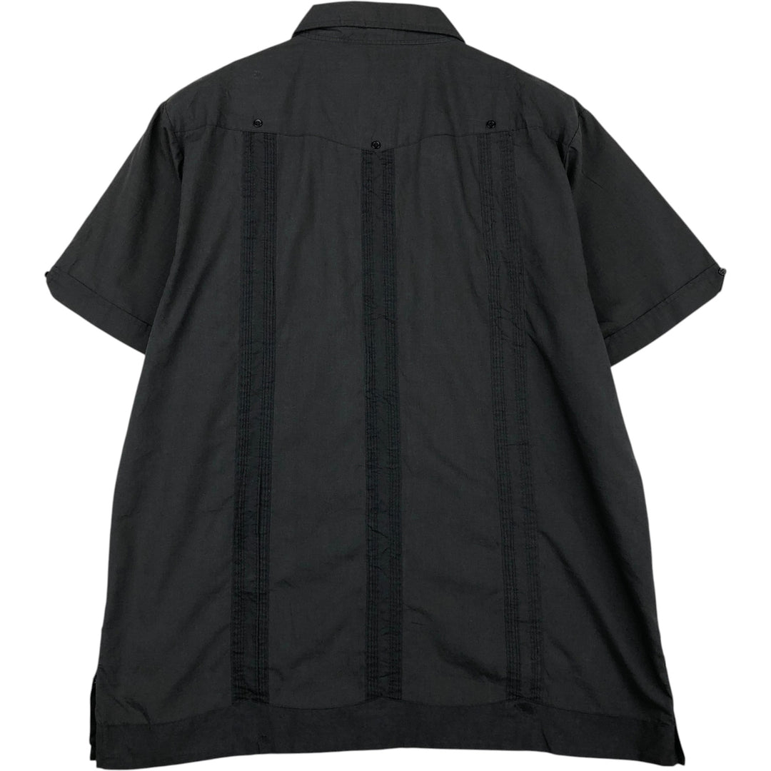 80s-90'S ROMANI Short-Sleeve Mexican Shirt / Cuban Shirt / Boxy Shirt / Men's Size L (Equivalent) Vintage polyester black type Vintage Second Hand