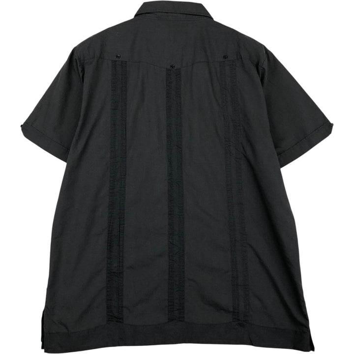 80s-90'S ROMANI Short-Sleeve Mexican Shirt / Cuban Shirt / Boxy Shirt / Men's Size L (Equivalent) Vintage polyester black type Vintage Second Hand