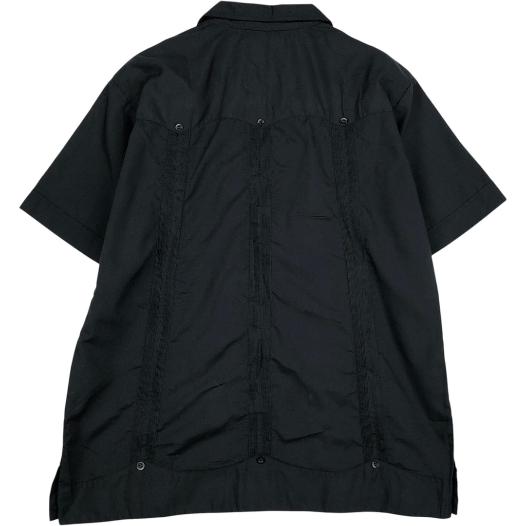 80s-90'S YUCA CHEN Short-Sleeve Open-Collar Mexican Shirt Cuban Shirt Box Shirt Men's Size L (Equivalent) Vintage unclear black type Vintage Second Hand