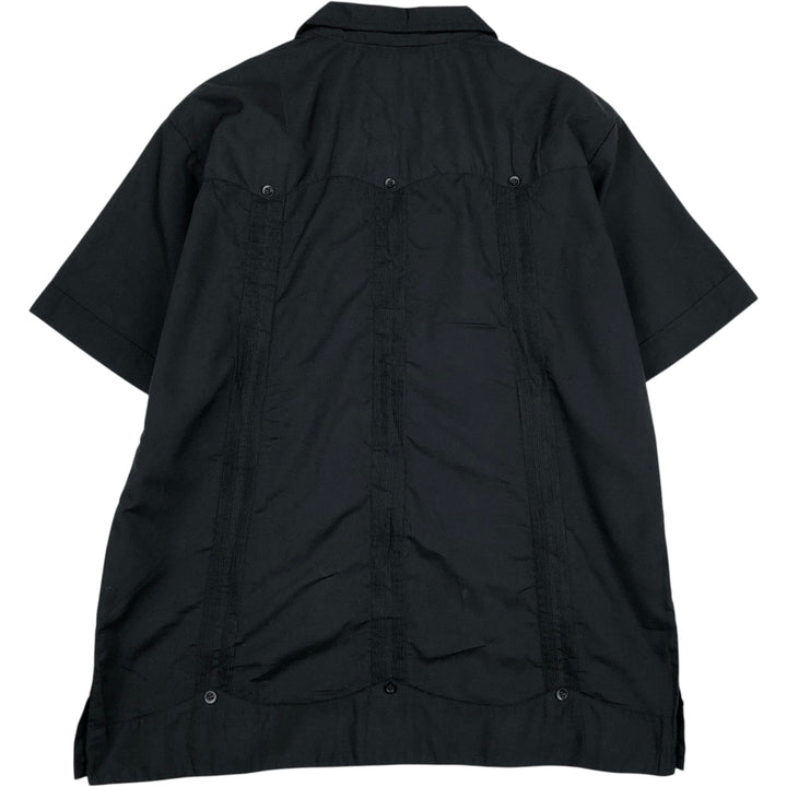 80s-90'S YUCA CHEN Short-Sleeve Open-Collar Mexican Shirt Cuban Shirt Box Shirt Men's Size L (Equivalent) Vintage unclear black type Vintage Second Hand