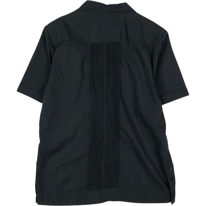 ~90'S Guayaberas Autenticas Short-Sleeve Open-Collar Mexican Shirt Cuban Shirt Box Shirt Men's Size L linen black type Vintage Second Hand