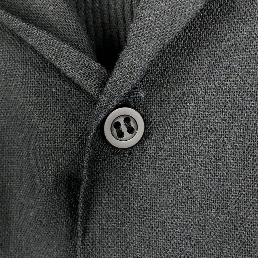 ~90'S Guayaberas Autenticas Short-Sleeve Open-Collar Mexican Shirt Cuban Shirt Box Shirt Men's Size L linen black type Vintage Second Hand