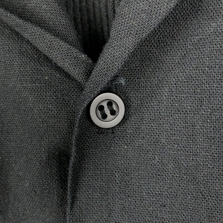 ~90'S Guayaberas Autenticas Short-Sleeve Open-Collar Mexican Shirt Cuban Shirt Box Shirt Men's Size L linen black type Vintage Second Hand