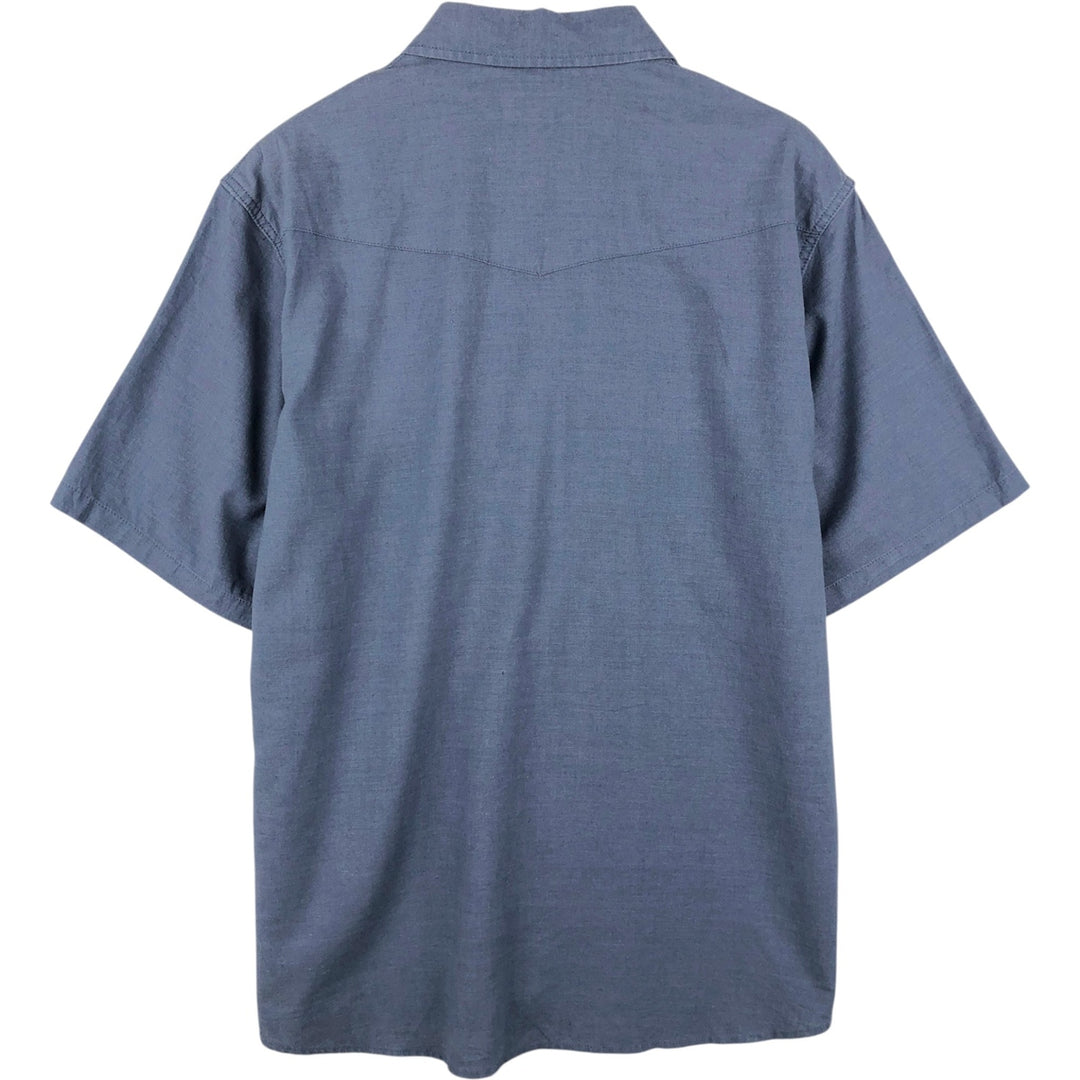 Patagonia 53340FA18 Western Snuff Shirt, Short Sleeve, Rayon x Linen Shirt, Boxy Shirt, Western Shirt linen blue type Vintage Second Hand