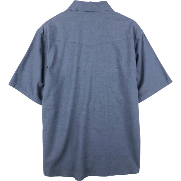 Patagonia 53340FA18 Western Snuff Shirt, Short Sleeve, Rayon x Linen Shirt, Boxy Shirt, Western Shirt linen blue type Vintage Second Hand