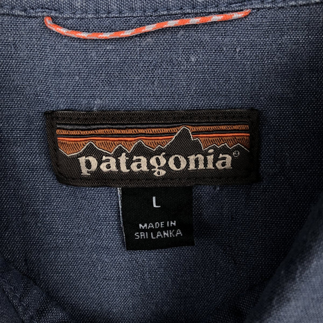 Patagonia 53340FA18 Western Snuff Shirt, Short Sleeve, Rayon x Linen Shirt, Boxy Shirt, Western Shirt linen blue type Vintage Second Hand