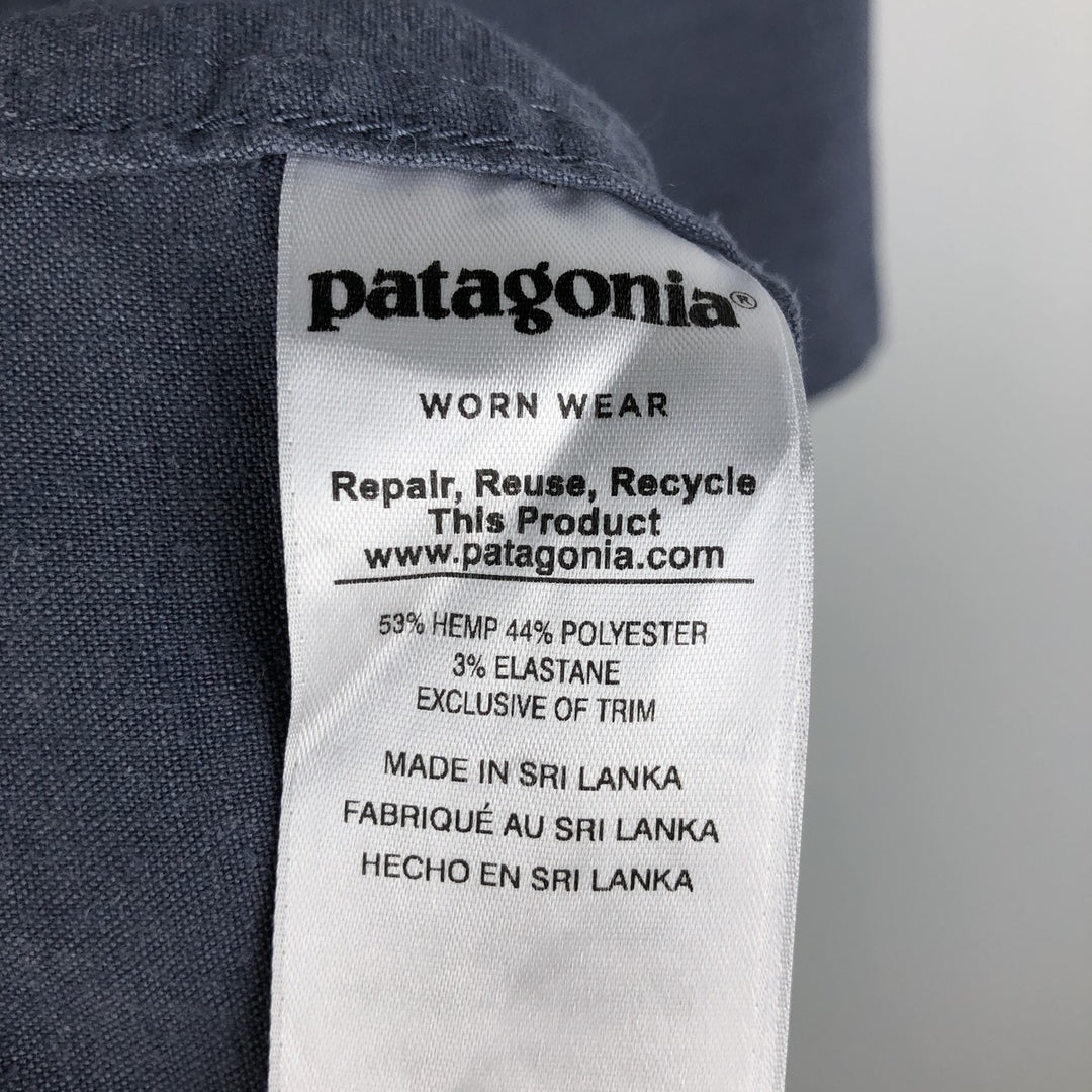Patagonia 53340FA18 Western Snuff Shirt, Short Sleeve, Rayon x Linen Shirt, Boxy Shirt, Western Shirt linen blue type Vintage Second Hand