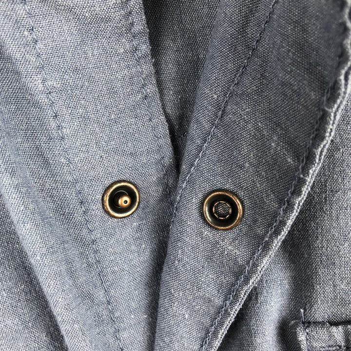Patagonia 53340FA18 Western Snuff Shirt, Short Sleeve, Rayon x Linen Shirt, Boxy Shirt, Western Shirt linen blue type Vintage Second Hand