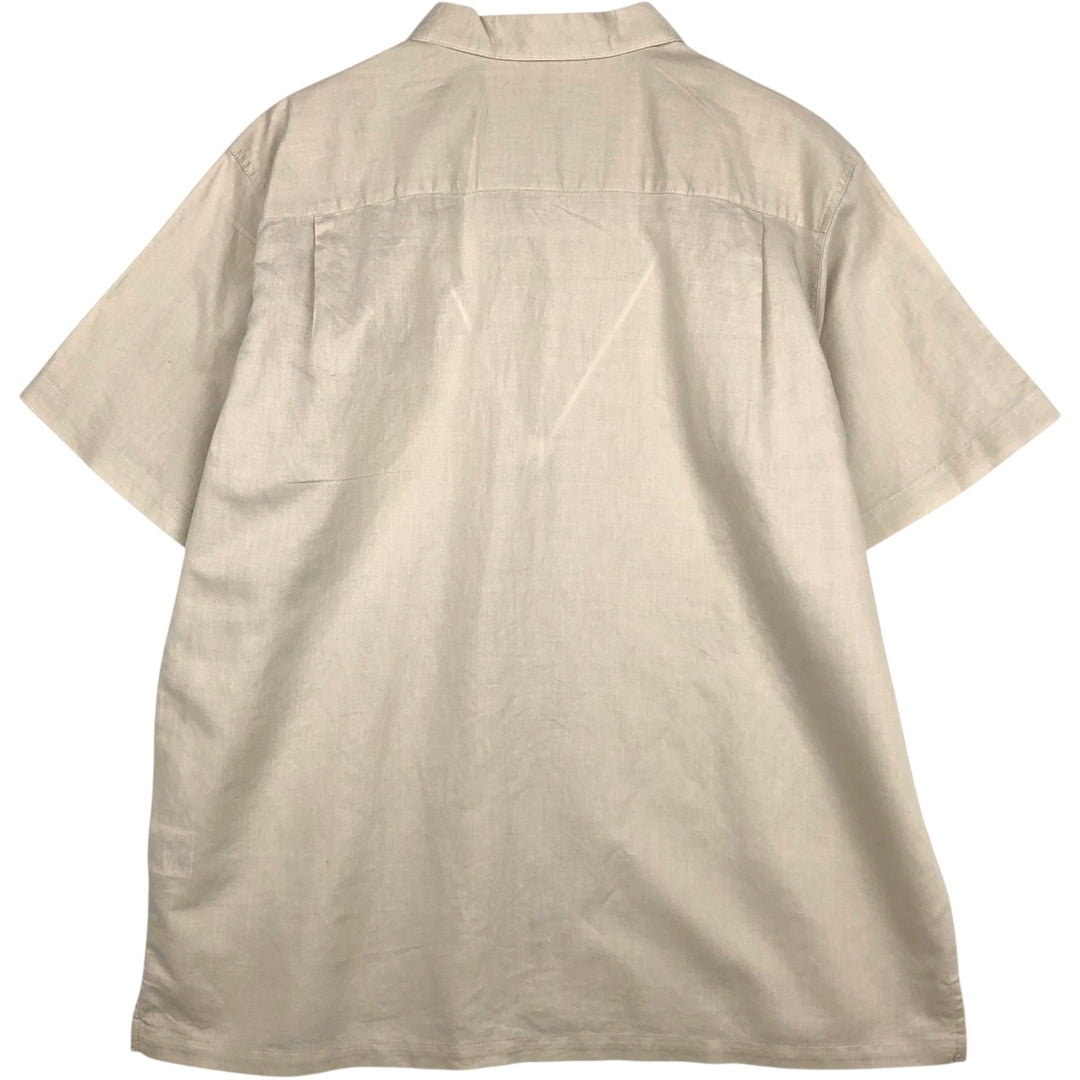 2000'S Columbia Short-Sleeve Ramie x Cotton Box Shirt, Men's Size XL Lamy ivory Vintage Second Hand