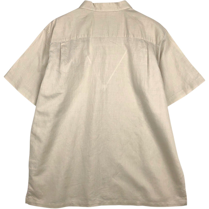 2000'S Columbia Short-Sleeve Ramie x Cotton Box Shirt, Men's Size XL Lamy ivory Vintage Second Hand