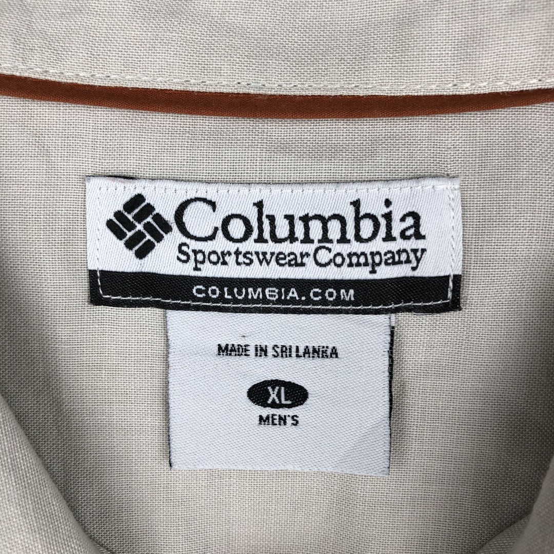 2000'S Columbia Short-Sleeve Ramie x Cotton Box Shirt, Men's Size XL Lamy ivory Vintage Second Hand