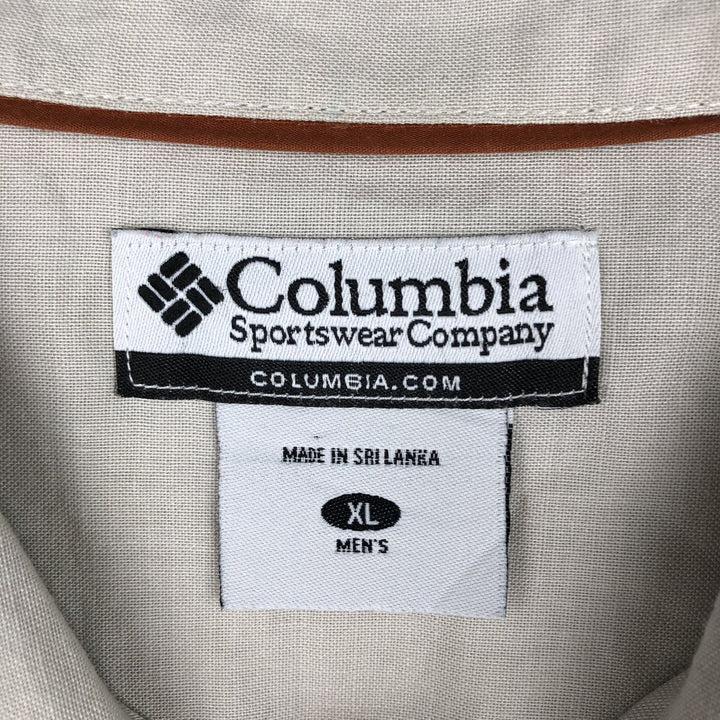 2000'S Columbia Short-Sleeve Ramie x Cotton Box Shirt, Men's Size XL Lamy ivory Vintage Second Hand
