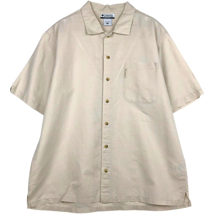 2000'S Columbia Short-Sleeve Ramie x Cotton Box Shirt, Men's Size XL Lamy ivory Vintage Second Hand