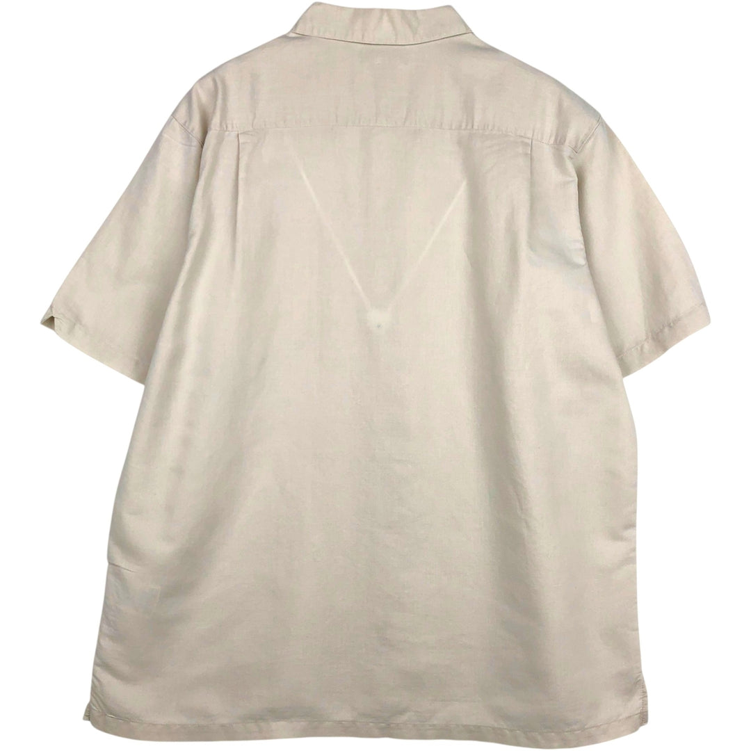 2000'S Columbia Short-Sleeve Ramie x Cotton Box Shirt, Men's Size XL Lamy ivory Vintage Second Hand