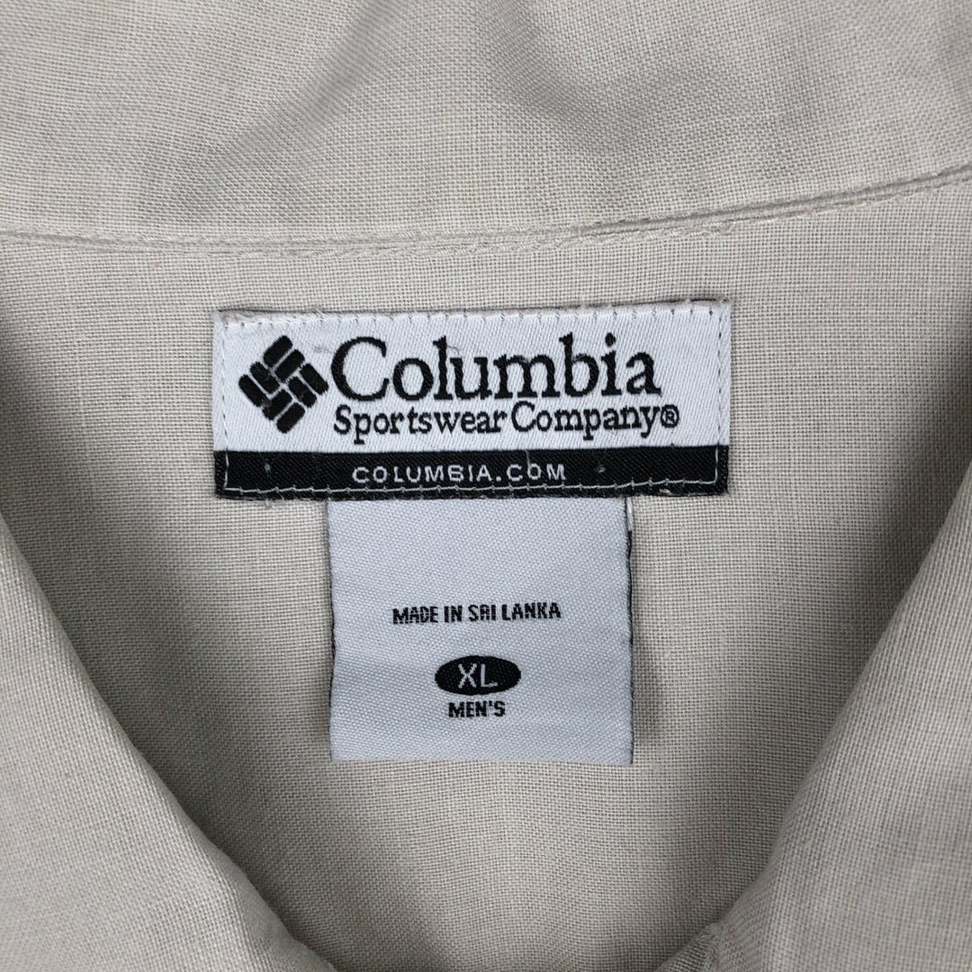 2000'S Columbia Short-Sleeve Ramie x Cotton Box Shirt, Men's Size XL Lamy ivory Vintage Second Hand