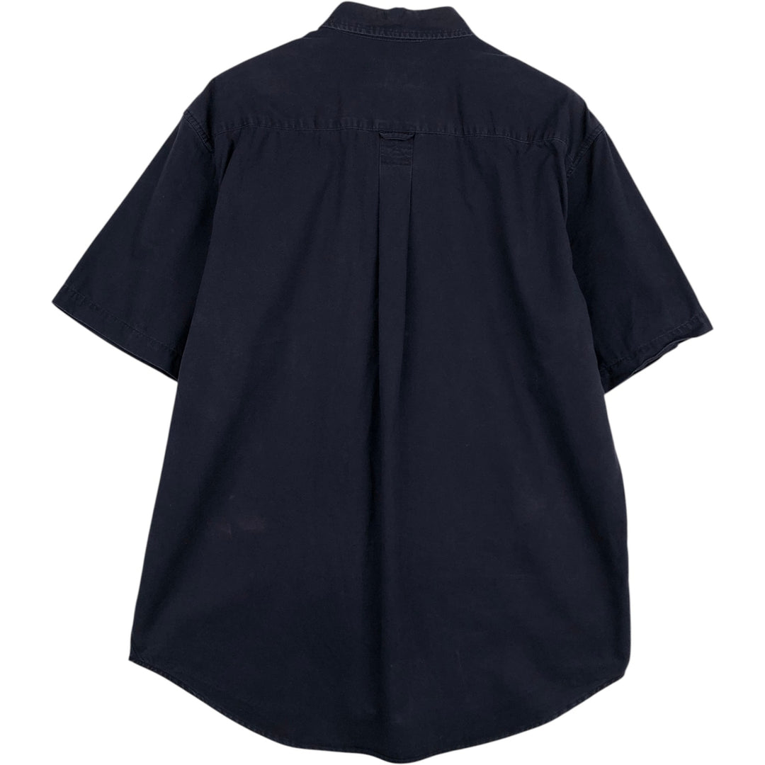 Eddie Bauer Short-Sleeve Button-Down Shirt, Men's Size M (approx.) cotton navy blue type Vintage Second Hand