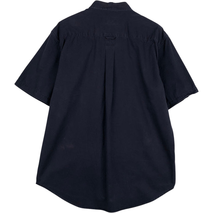 Eddie Bauer Short-Sleeve Button-Down Shirt, Men's Size M (approx.) cotton navy blue type Vintage Second Hand