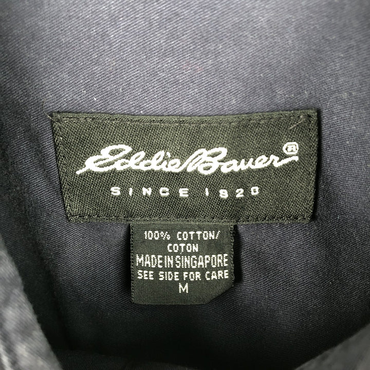 Eddie Bauer Short-Sleeve Button-Down Shirt, Men's Size M (approx.) cotton navy blue type Vintage Second Hand