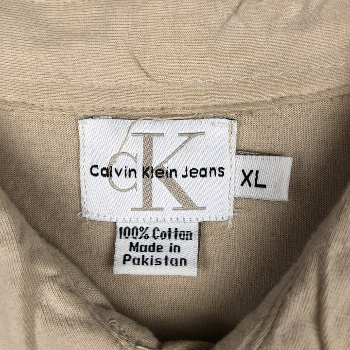 90s-00'S Calvin Klein Jeans Short-Sleeve Cotton Shirt, Men's Size XL (Vintage) cotton Beige type Vintage Second Hand
