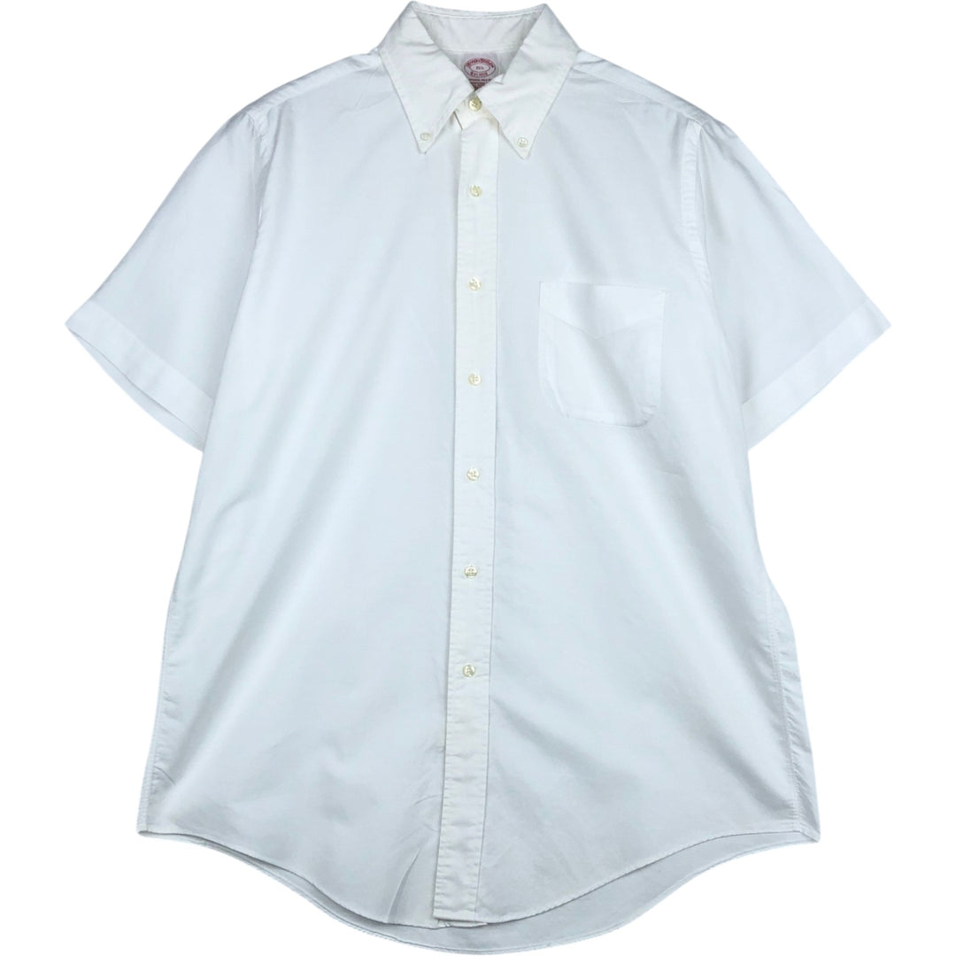 80s-90'S Brooks Brothers Est.1818 Short-Sleeve Button-Down Shirt, Made in USA, Men's Size M (Equivalent), Vintage cotton white type Vintage Second Hand
