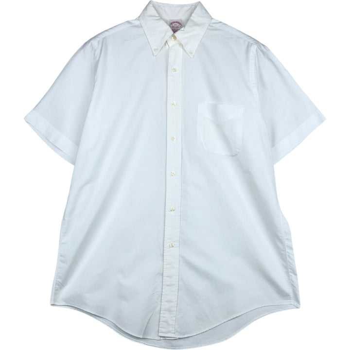 80s-90'S Brooks Brothers Est.1818 Short-Sleeve Button-Down Shirt, Made in USA, Men's Size M (Equivalent), Vintage cotton white type Vintage Second Hand