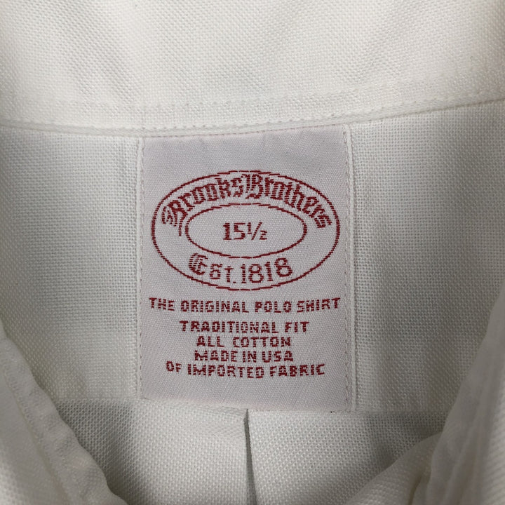 80s-90'S Brooks Brothers Est.1818 Short-Sleeve Button-Down Shirt, Made in USA, Men's Size M (Equivalent), Vintage cotton white type Vintage Second Hand