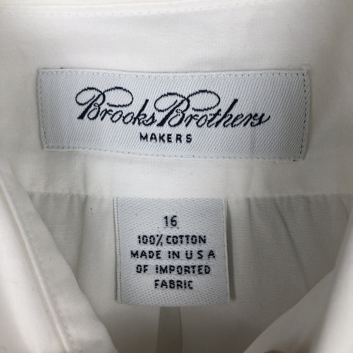 Brooks Brothers MAKERS Short-Sleeve Cotton Shirt, Made in USA, Men's Size L (approx.) cotton white type Vintage Second Hand