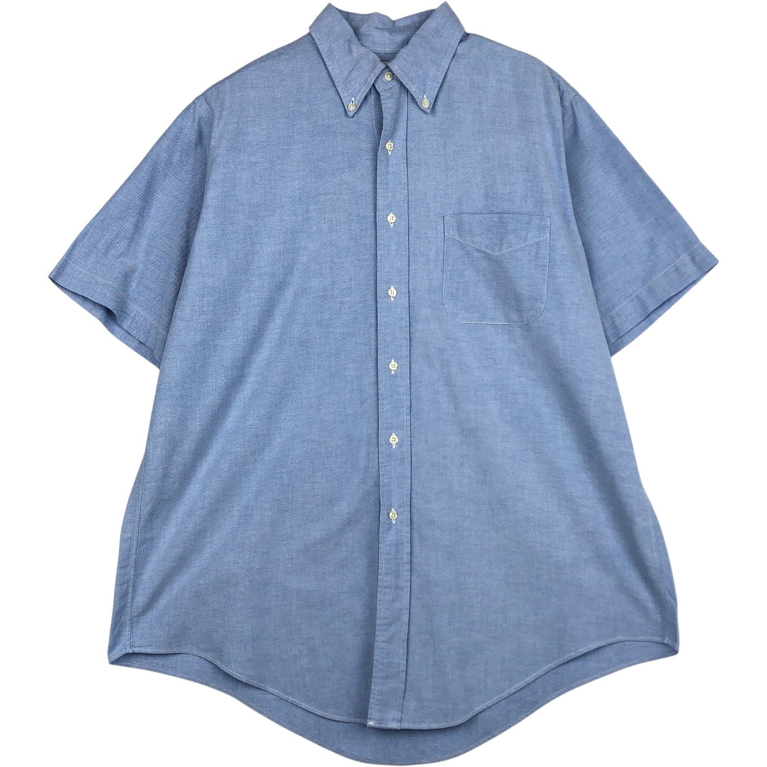 Brooks Brothers Short Sleeve Button Down Shirt Made in USA Men's Size L cotton blue type Vintage Second Hand