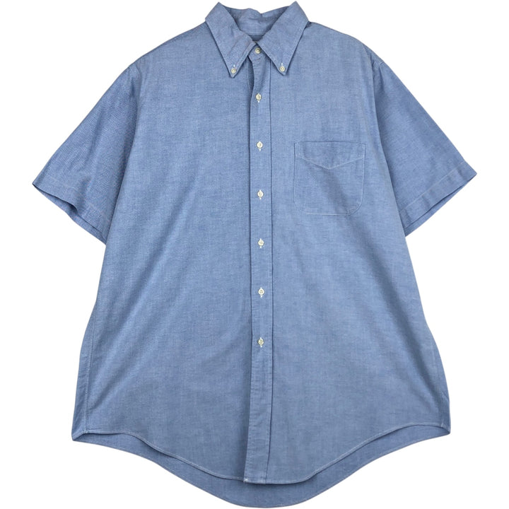 Brooks Brothers Short Sleeve Button Down Shirt Made in USA Men's Size L cotton blue type Vintage Second Hand