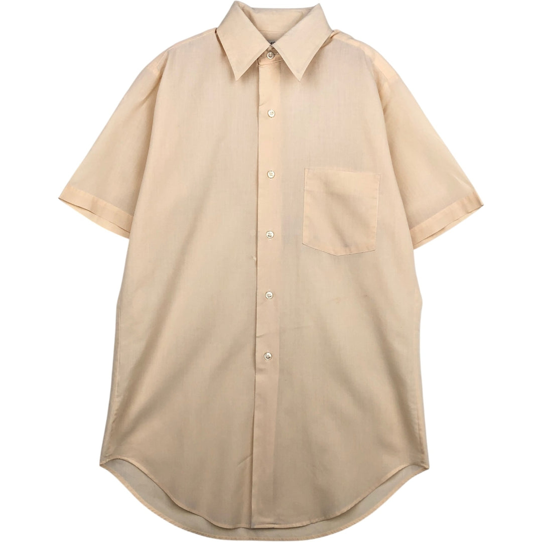 1970'S Arrow Short-Sleeve Poly-Cotton Shirt, Made in Canada, Men's Size S (Equivalent), Vintage polyester Beige type Vintage Second Hand