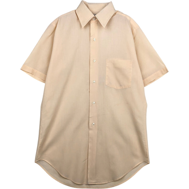 1970'S Arrow Short-Sleeve Poly-Cotton Shirt, Made in Canada, Men's Size S (Equivalent), Vintage polyester Beige type Vintage Second Hand