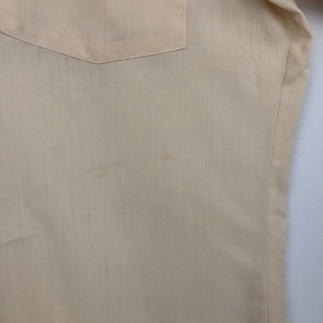 1970'S Arrow Short-Sleeve Poly-Cotton Shirt, Made in Canada, Men's Size S (Equivalent), Vintage polyester Beige type Vintage Second Hand