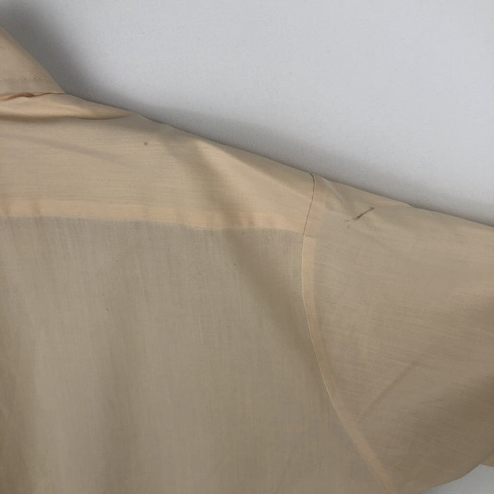 1970'S Arrow Short-Sleeve Poly-Cotton Shirt, Made in Canada, Men's Size S (Equivalent), Vintage polyester Beige type Vintage Second Hand