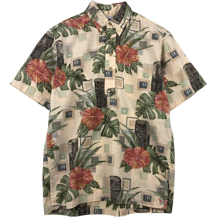 90'S Reyn Spooner Swimsuit Tag All-Over Print Pullover Button-Down Hawaiian Aloha Shirt Box Shirt Men's S Size cotton Beige type Vintage Second Hand