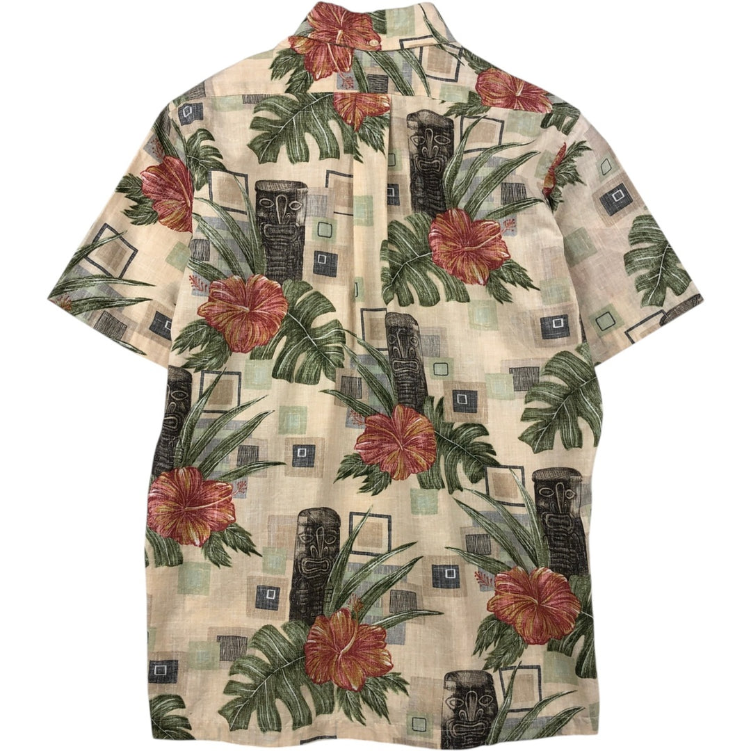 90'S Reyn Spooner Swimsuit Tag All-Over Print Pullover Button-Down Hawaiian Aloha Shirt Box Shirt Men's S Size cotton Beige type Vintage Second Hand