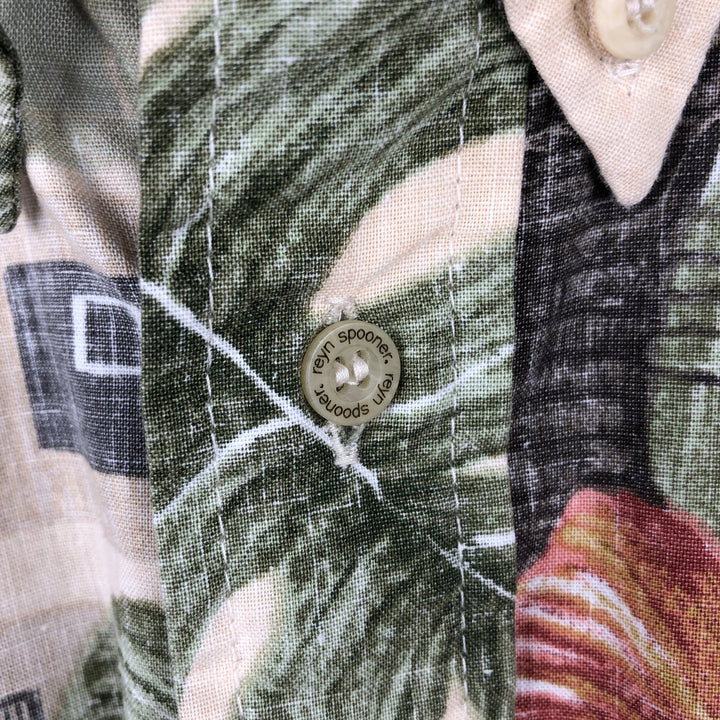 90'S Reyn Spooner Swimsuit Tag All-Over Print Pullover Button-Down Hawaiian Aloha Shirt Box Shirt Men's S Size cotton Beige type Vintage Second Hand