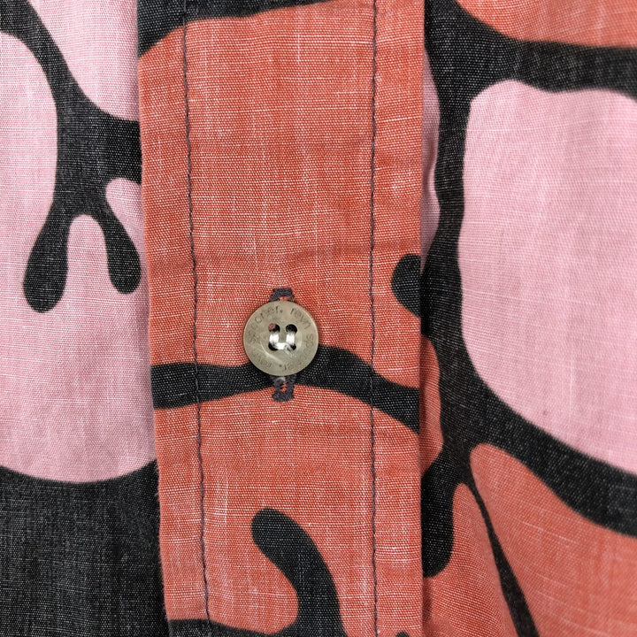 90'S Reyn Spooner swimwear tag, bikini tag, floral print, all-over print, button-down, Hawaiian Aloha shirt, boxy shirt, made in Hawaii. cotton black type Vintage Second Hand