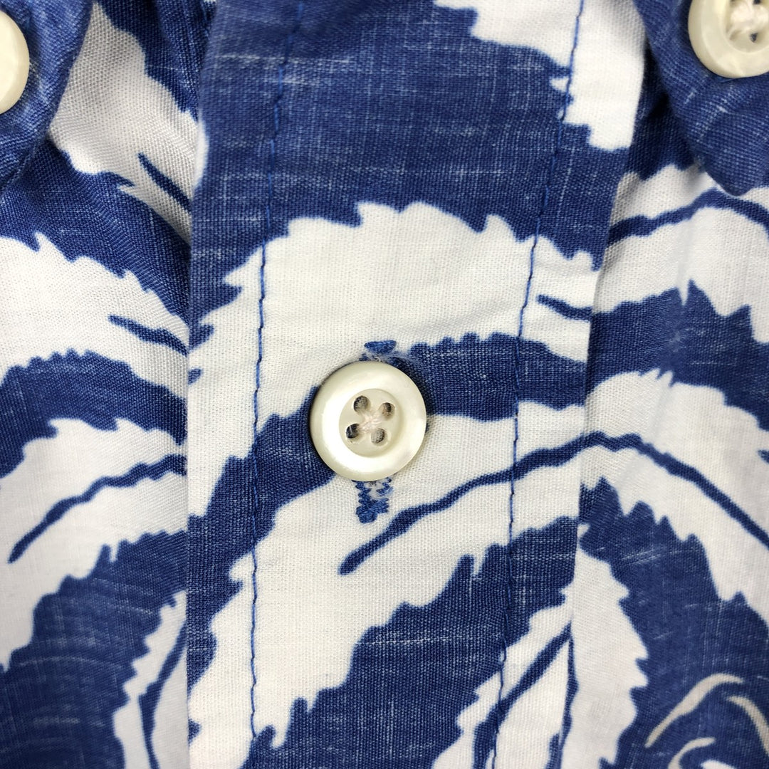 90'S Reyn Spooner Phil Edwards all-over print pullover button-down Aloha shirt, boxy shirt, men's size S (approx.) cotton blue type Vintage Second Hand