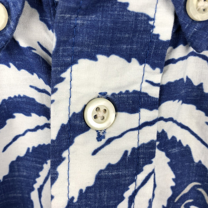 90'S Reyn Spooner Phil Edwards all-over print pullover button-down Aloha shirt, boxy shirt, men's size S (approx.) cotton blue type Vintage Second Hand