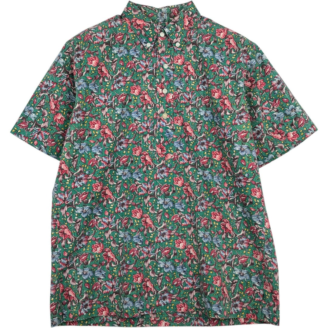 90'S Reyn Spooner Swimsuit Bikini Tag Floral Half-Button Button-Down Hawaiian Aloha Shirt Made in Hawaii Men's Size M cotton green type Vintage Second Hand