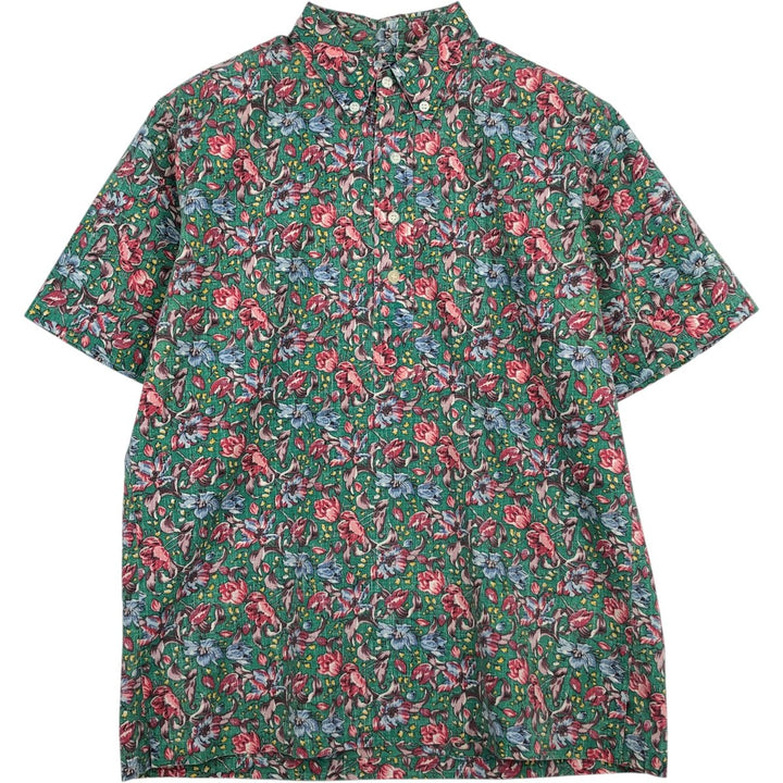 90'S Reyn Spooner Swimsuit Bikini Tag Floral Half-Button Button-Down Hawaiian Aloha Shirt Made in Hawaii Men's Size M cotton green type Vintage Second Hand